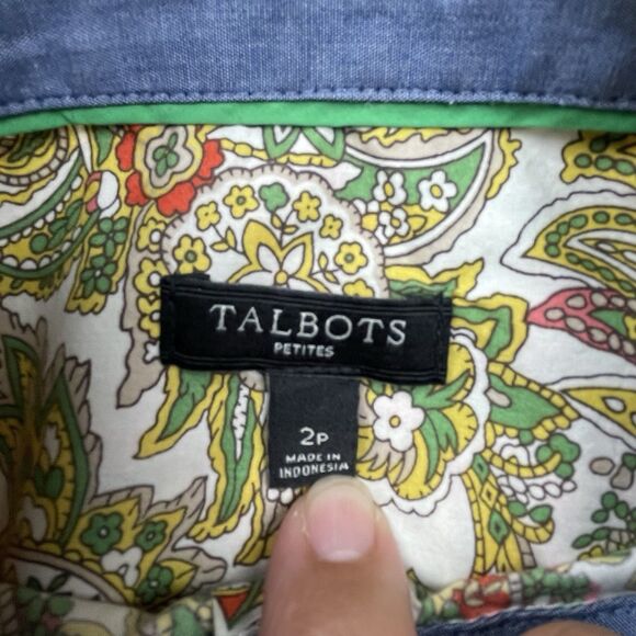 Talbots Paisley Button Up Multicolor Retro 70’s Casual-2p - Picture 4 of 12
